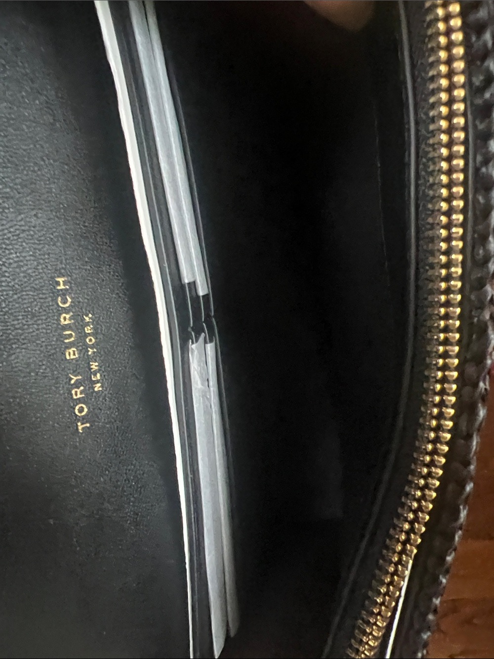 Tory Burch Black Woven Crossbody with Gold Chain - Picture 6 of 9
